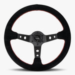 The Daytona | Black Alcantara Suede | Black Spoke | Red Stitch