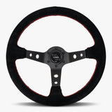 The Daytona | Black Alcantara Suede | Black Spoke | Red Stitch