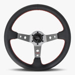 The Daytona | Black Leather | Graphite Spoke | Red Stitch