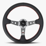 The Daytona | Black Leather | Graphite Spoke | Red Stitch