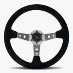 The Daytona | Black Alcantara Suede | Graphite Spoke | Black Stitch