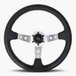 The Daytona | Black Leather | Silver Spoke | White Stitch
