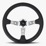 The Daytona | Black Perforated Leather | Silver Spoke | Bavarian Stitch