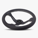 The Le Mans | Black Perforated Leather | Black Spoke | White Stitch - JackSpania Racing