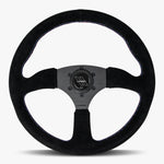 The Performa | Black Alcantara Suede | Black Spoke | Bavarian Stitch