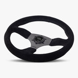 The Performa | Black Alcantara Suede | Graphite Spoke | Black Stitch - JackSpania Racing