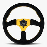 The Performa | Black Alcantara Suede | Gold Spoke | Gold Stitch