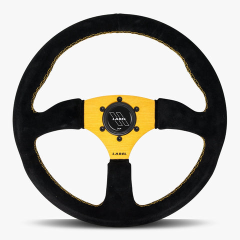 The Performa | Black Alcantara Suede | Gold Spoke | Gold Stitch