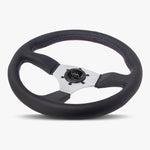 The Performa | Black Leather | Silver Spoke | Bavarian Stitch - JackSpania Racing