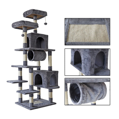70'' Multi-Level Cat Tree Tall Play House Climber Activity Tower for Large Cats