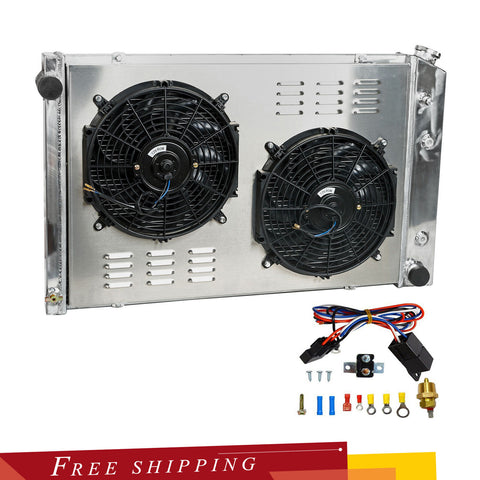 3-Row Radiator & Shroud Fan & Relay For 1973-1991 Chevy C10 C20 C30 K10 K20 K30