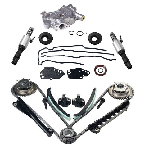 Timing Chain Oil Pump Kit+Cam Phasers+Gasket+Solenoid For 04-08 Ford Lincoln 5.4