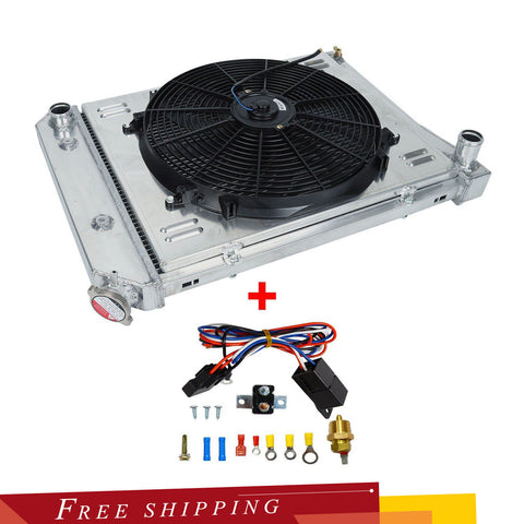 3 Row Aluminum Radiator+Shroud Fan Kit Fits for 68-88 Chevy Camino Buick Pontiac