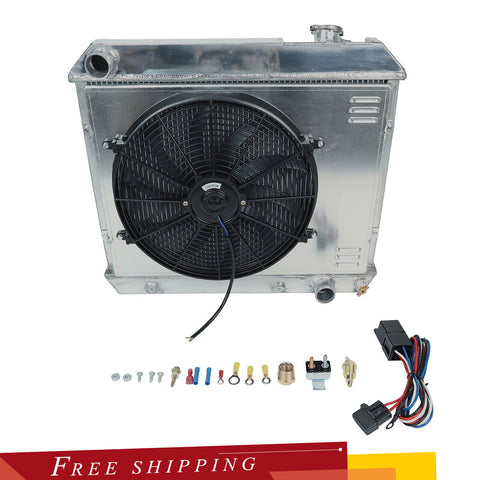 3-Row Radiator+16" Shroud Fan&Relay Kit For 1963-1966 Chevy C/K Series Pickup V8