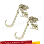 (2 Pack) G70 5/16" x 6' Long Shank 15" J Hook Tow Chain with R T J & Grab Hook