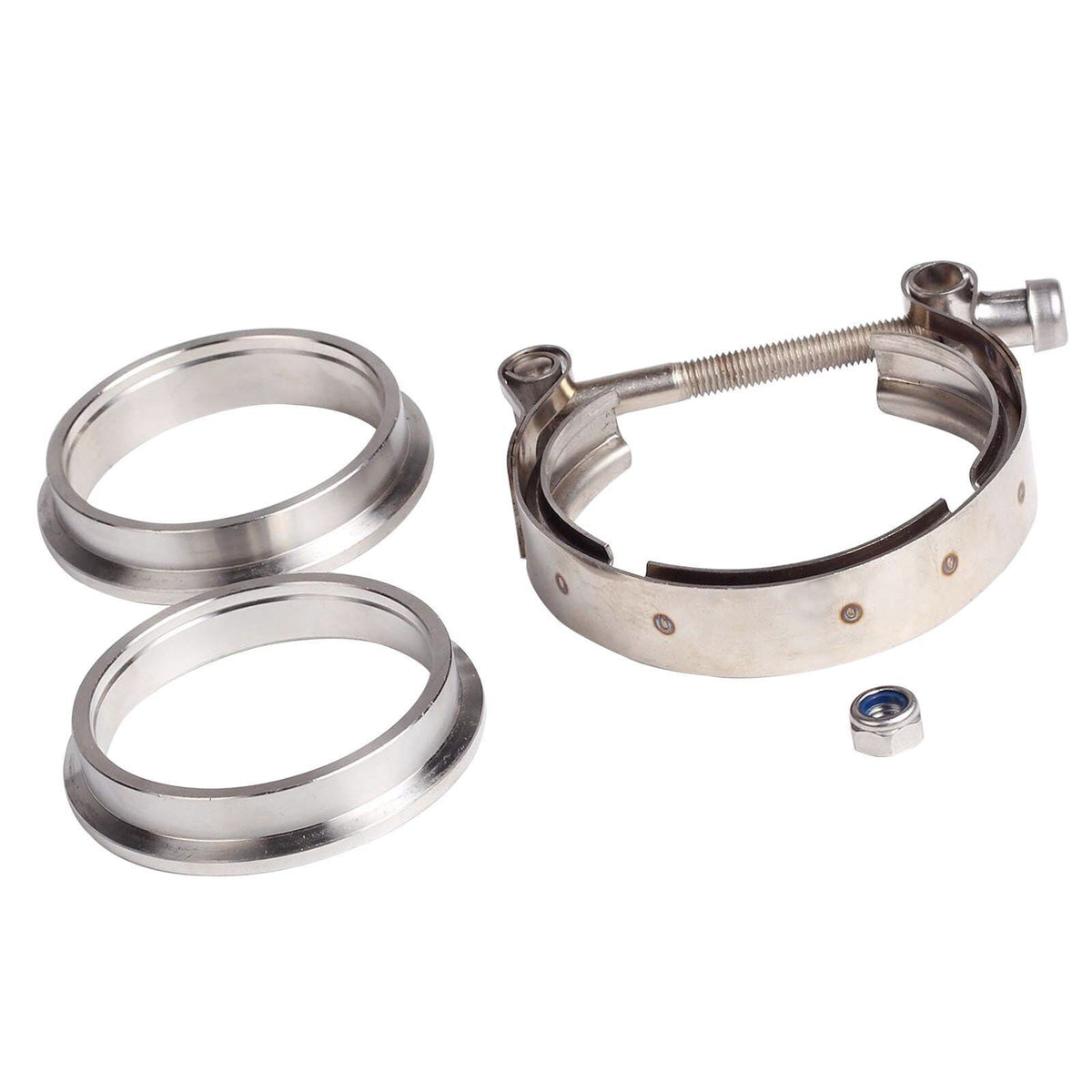 2.5’’ 304 Stainless V-Band Bolt Clamp+2 Flange For Turbo Pipe Exhaust ...