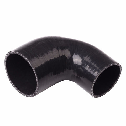 3" TO 3.5" 4-PLY UNIVERSAL 90 DEGREE ELBOW COUPLER REDUCER SILICONE HOSE BLACK