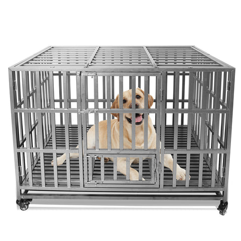 47" Heavy Duty Dog Cage Expanded Pet Crate Iron Animal Kennel House