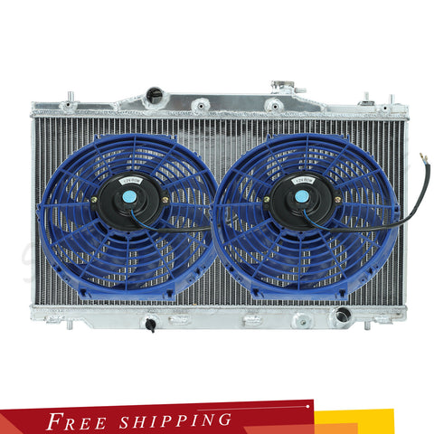 2X 12" FAN BLUE+2ROW ALUMINUM RADIATOR FOR 02-06 ACURA RSX TYPE-S/INTEGRA DC5 MT