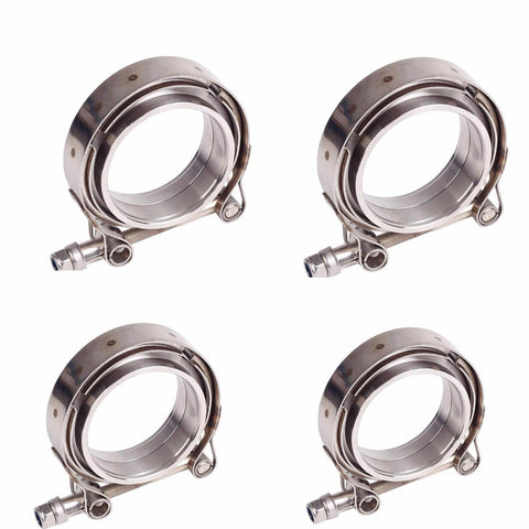 4 Pieces 2.5'' V-Band Flange & Clamp Kit for Turbo Exhaust Pipes MILD STEEL