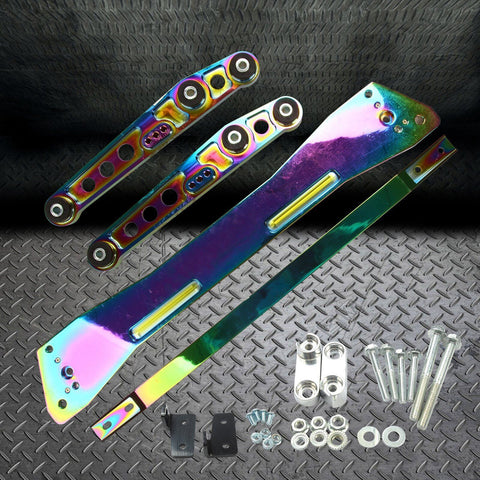 Rear Lower Control Arm Subframe Brace Tie Bar Chrome Fits Honda Civic 92-95 EG