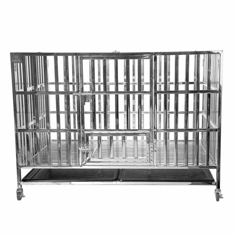 Confote 47" Heavy Duty Stainless Steel Dog Cage Kennel Large Crate Pet Playpen