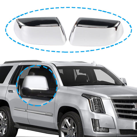 Chrome Top Half Mirror Cover for 15-20 Cadillac Escalad Chevy Suburban GMC Yukon