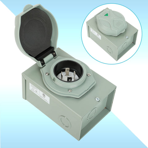 30 Amp Generator Power Inlet Box Outdoor 4-Prong 125/250V NEMA L14-30P