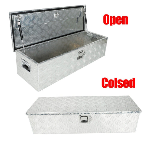 39"X13"X10" CHROME ALUMINUM PICKUP TRUCK TRUNK BED TOOL BOX TRAILER STORAGE+LOCK