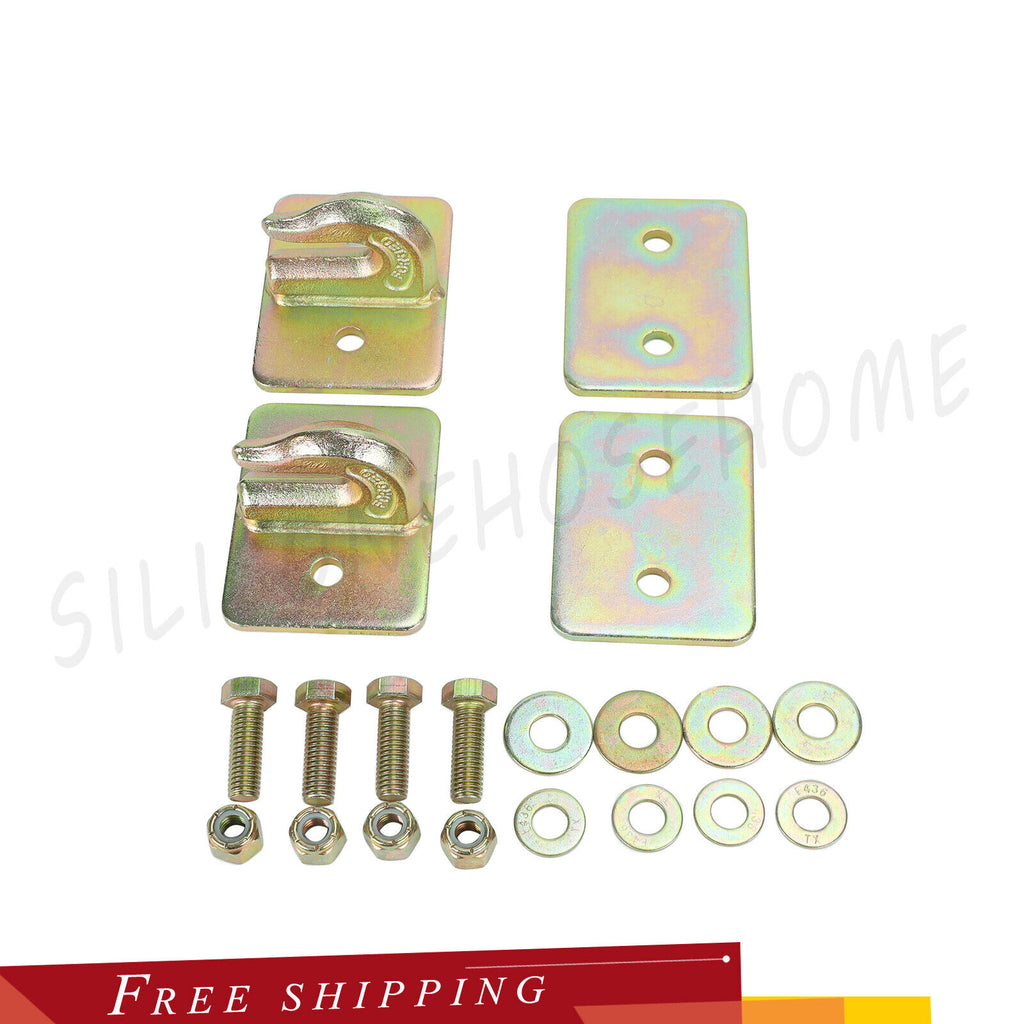 3/8 Chain Hooks 3/8 Inch Bolt-On Grab Hooks (2-Pack) - Grade 70 Forged Steel With Backer Plate & Hardware 3/8 Inch Tow Hooks
