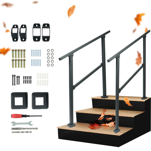 2PCS 3 Steps Handrails Deck Stair Railing Indoor Hand Rails for Outdoor Steps