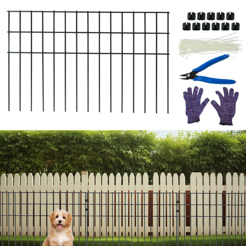 24"x15" No Dig Animal Barrier Fence, 10 Pack Black Dig Protective Fence