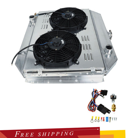 3 Row Radiator For 66-79 Ford F150 F250 F350 Bronco V8 w/ Shroud Fan + Relay Kit