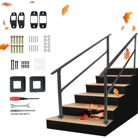 2PCS 6 Steps Handrail Deck Stair Railing Indoor Hand Rails for Outdoor 5-6Steps