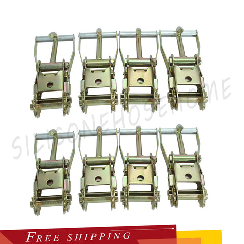 8 Pack 2" Inch Hand Ratchet Steel Ratchet with J-Hook Tie Down For Trailer Truck