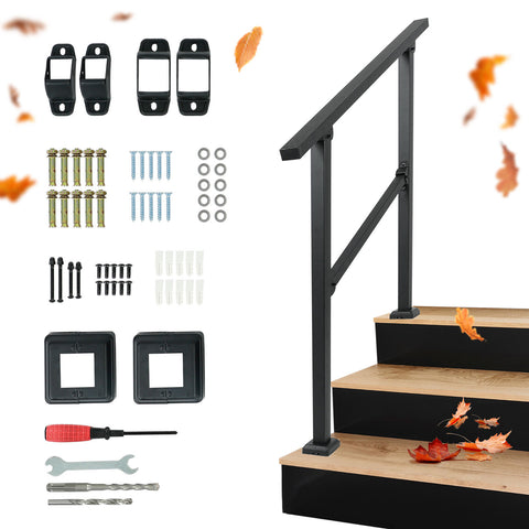 3 Steps Handrails Deck Stair Railing Indoor Black Hand Rails for Outdoor Steps