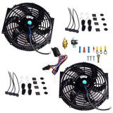 3/8" Probe Ground Thermostat Switch Kit + 2X 10'' Electric Radiator Cooling Fan