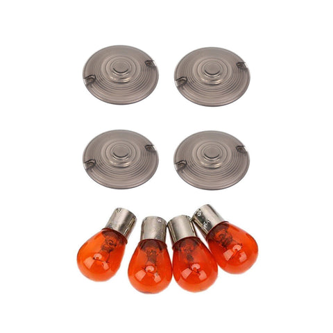 4X Turn Signal Light Flat Lenses with Bulb For Harley Electra Heritage Road Tour