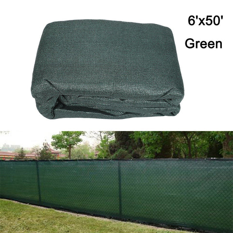 6'x50' Green Fence Privacy Screen, Backyard Shade Mesh Tarp Garden Windscreen