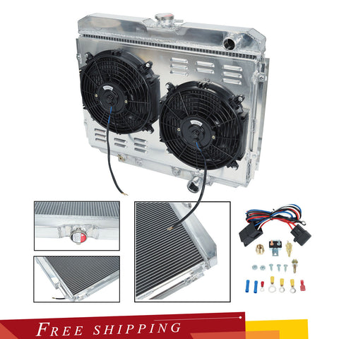 Aluminum 3 Row Radiator+Fan Shroud+Relay For 1967-70 Ford Mustang/Mercury Cougar