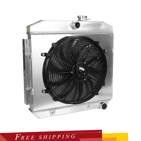 Racing Radiator Aluminum 3 Row + Fan Shroud For 1955-1957 Chevy Block V8 Bel Air