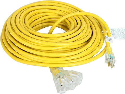 100 ft Power Extension Cord Outdoor 12 AWG Gauge 3 Prong Heavy Duty 12/3 Lighted