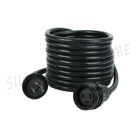 25ft RV Power Wire Cord 30 Amp 125V For Marine Shore Boat Black NEMA L5-30