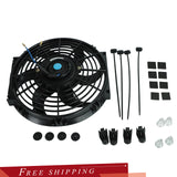 10'' Slim Fan Push Pull Electric Radiator Cooling 12V Mount Universal Kit Black