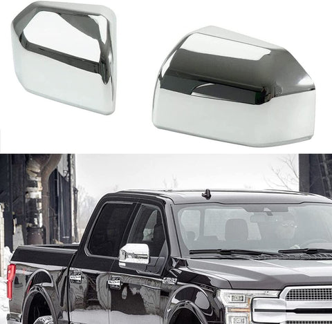 2pcs Chrome Top Half Mirror Covers For 15-19 Ford F-150 Pickup 2Dr 4Dr