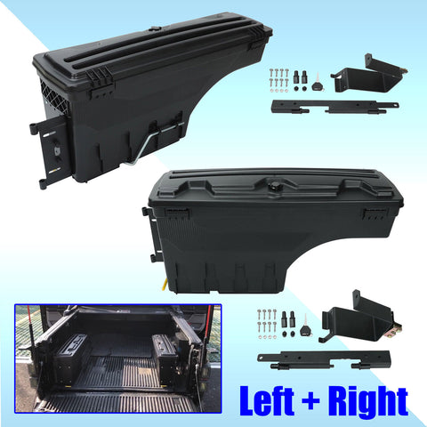 2PCS Left+Right Truck Bed Tool Storage Box For 19-21 Chevy Silverado/GMC Sierra