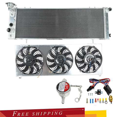 Aluminum Radiator Shroud+3x9" Fans+Relay FOR 1991-2001 Jeep Cherokee XJ Comanche