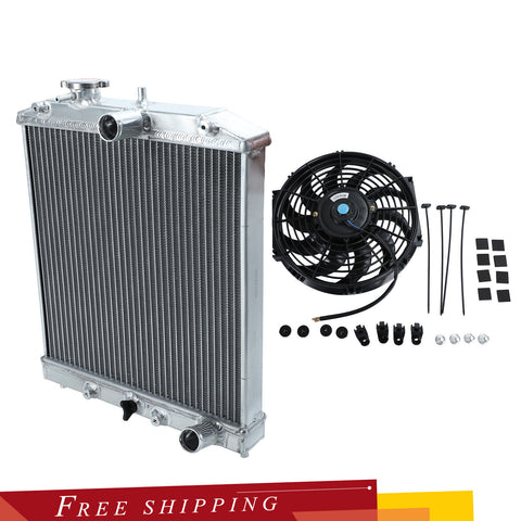 Radiator Aluminum 2 Row+12" Slim Fan For 1992-2000 Honda Civic Del Sol EG EH EJ