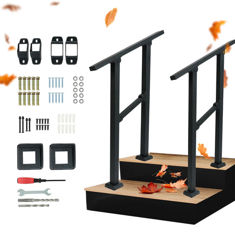 2PCS 2 Steps Handrails Deck Stair Railing Indoor Hand Rails for Outdoor Steps