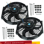 12V Universal Kit BK New 2PCS 10'' Slim Fan Push Pull Electric Radiator Cooling